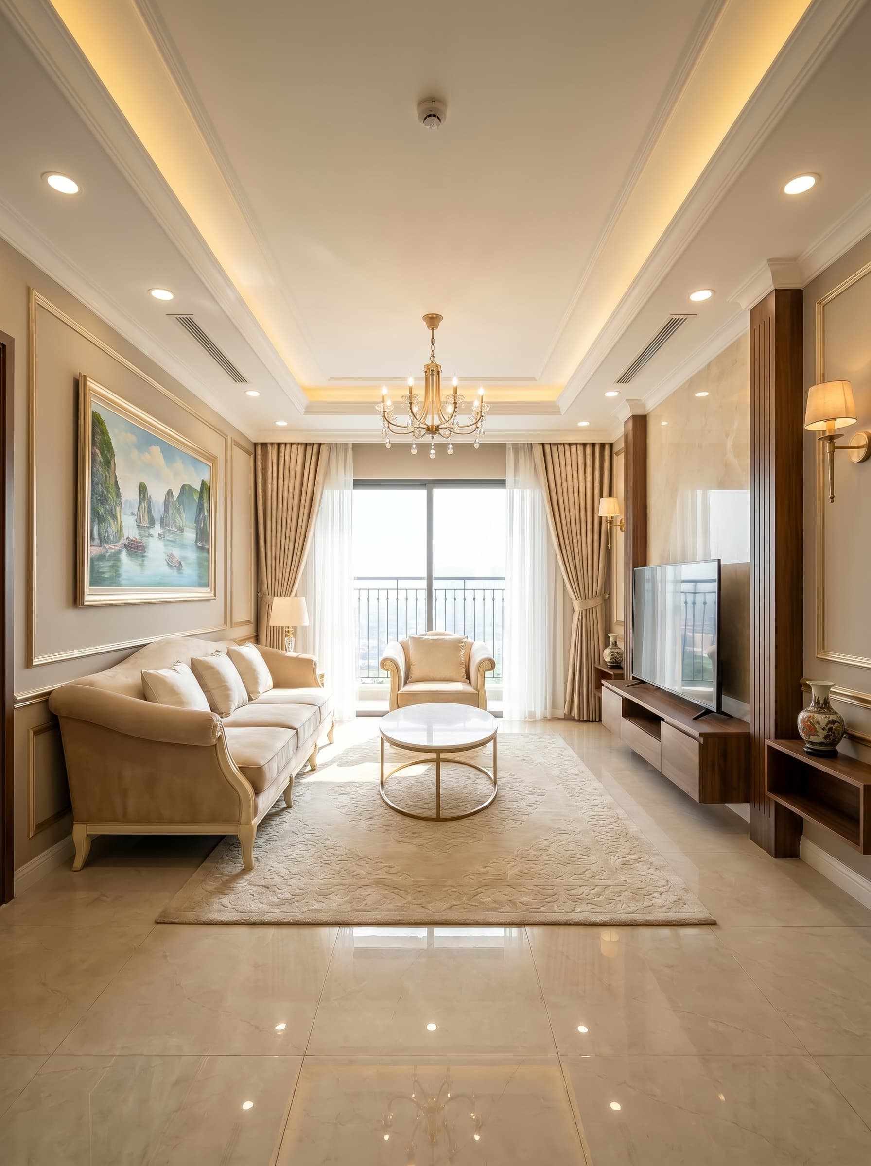 2 PN 72m² — Phòng khách — Tân cổ điển