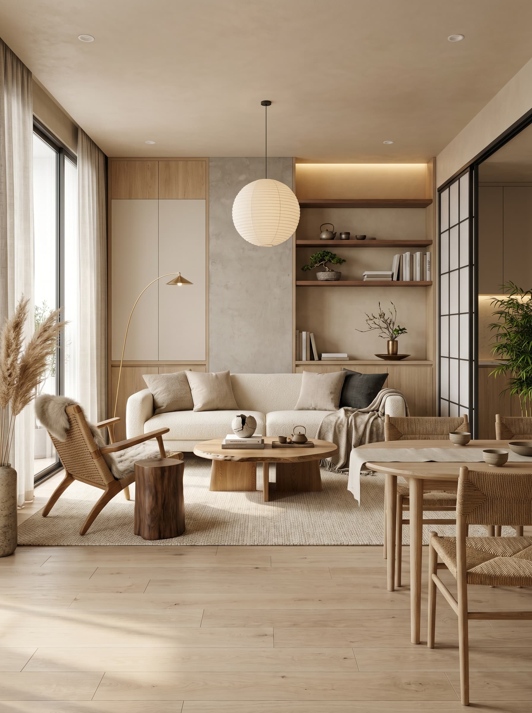Phòng khách 2PN Japandi The Zenpark — Newhomes Ocean Park